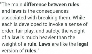 Difference between rules and laws