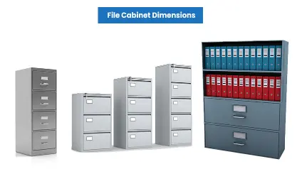 Different types of filing cabinets and their dimensions